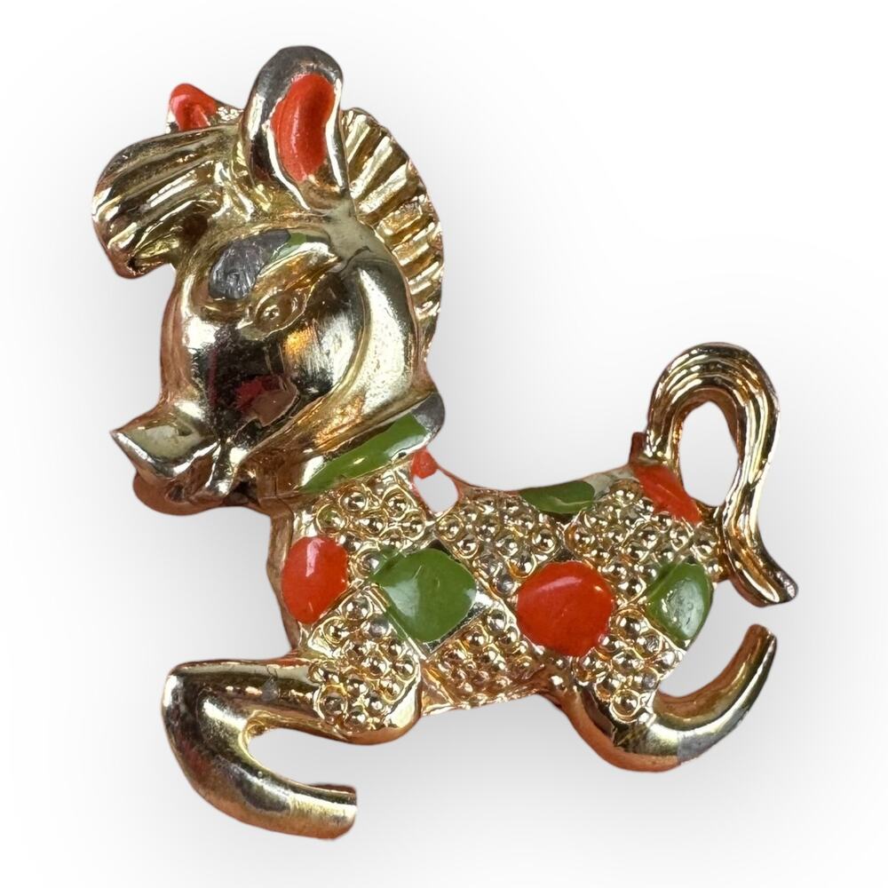 Vintage Gold Horse Brooch